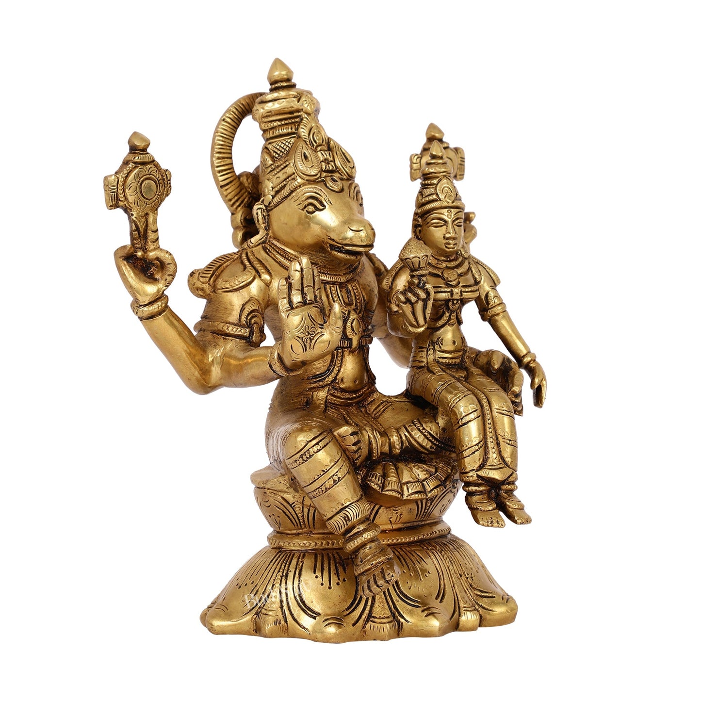 Divine Wisdom of Igrivar: Hayagriva Lakshmi Statue - Handcrafted Brass 9"