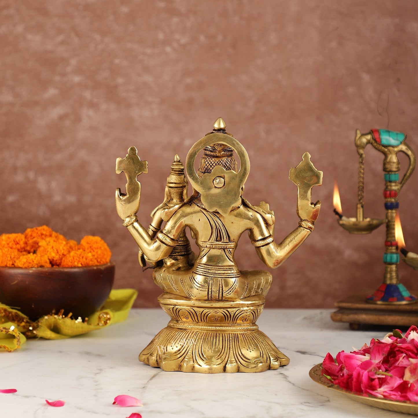 Divine Wisdom of Igrivar: Hayagriva Lakshmi Statue - Handcrafted Brass 9"