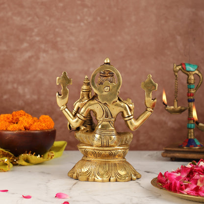 Divine Wisdom of Igrivar: Hayagriva Lakshmi Statue - Handcrafted Brass 9"