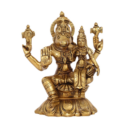 Divine Wisdom of Igrivar: Hayagriva Lakshmi Statue - Handcrafted Brass 9"