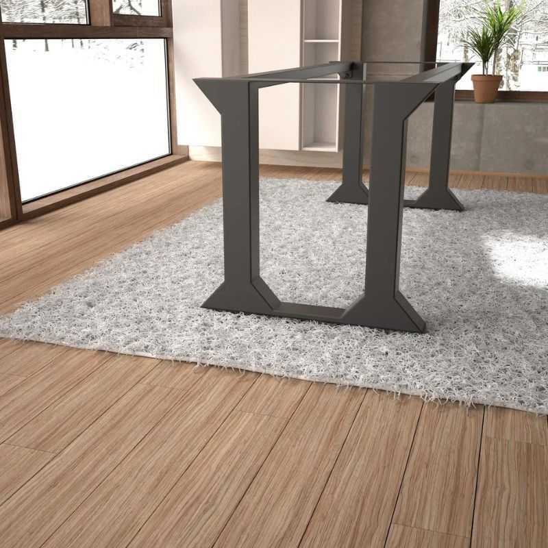 Metal Table Base Dual Pedestal Trapezoid Frame Matte Black Iron Industrial Office Desk