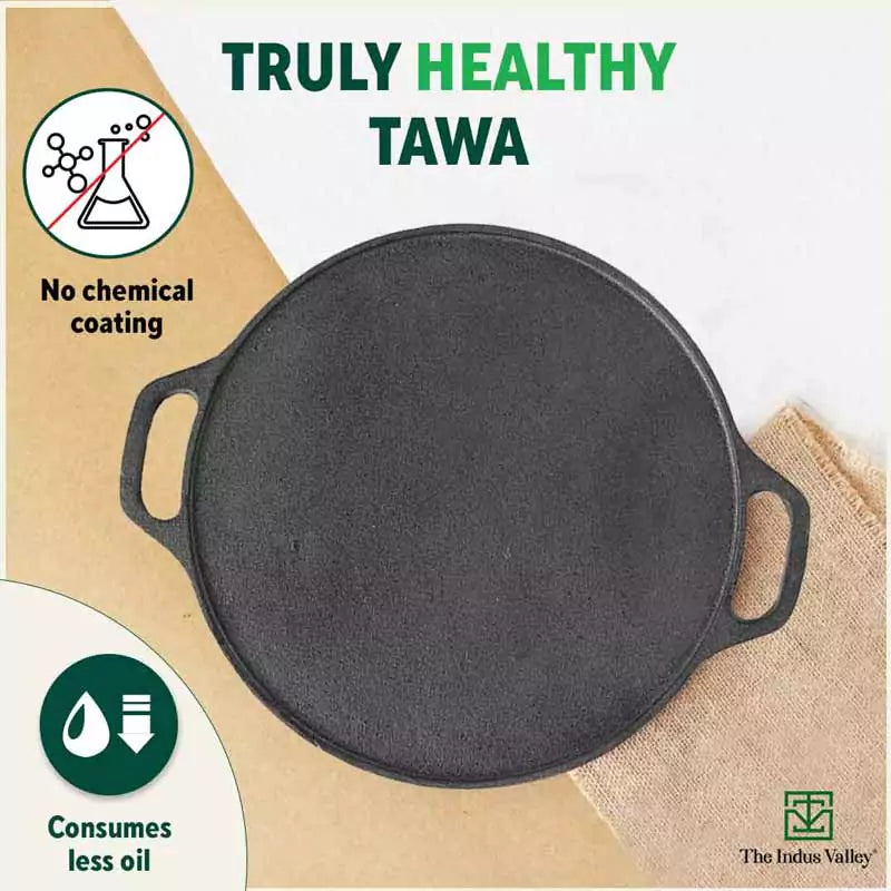 CASTrong Cast Iron Roti/Dosa Tawa, Pre-seasoned, Nonstick, 100% Pure, Toxin-free, Gas & Induction, Free ₹110 Spatula, 30.2cm, 2.4kg
