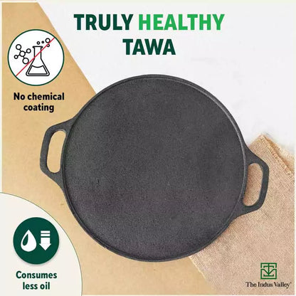 CASTrong Cast Iron Roti/Dosa Tawa, Pre-seasoned, Nonstick, 100% Pure, Toxin-free, Gas & Induction, Free ₹110 Spatula, 30.2cm, 2.4kg