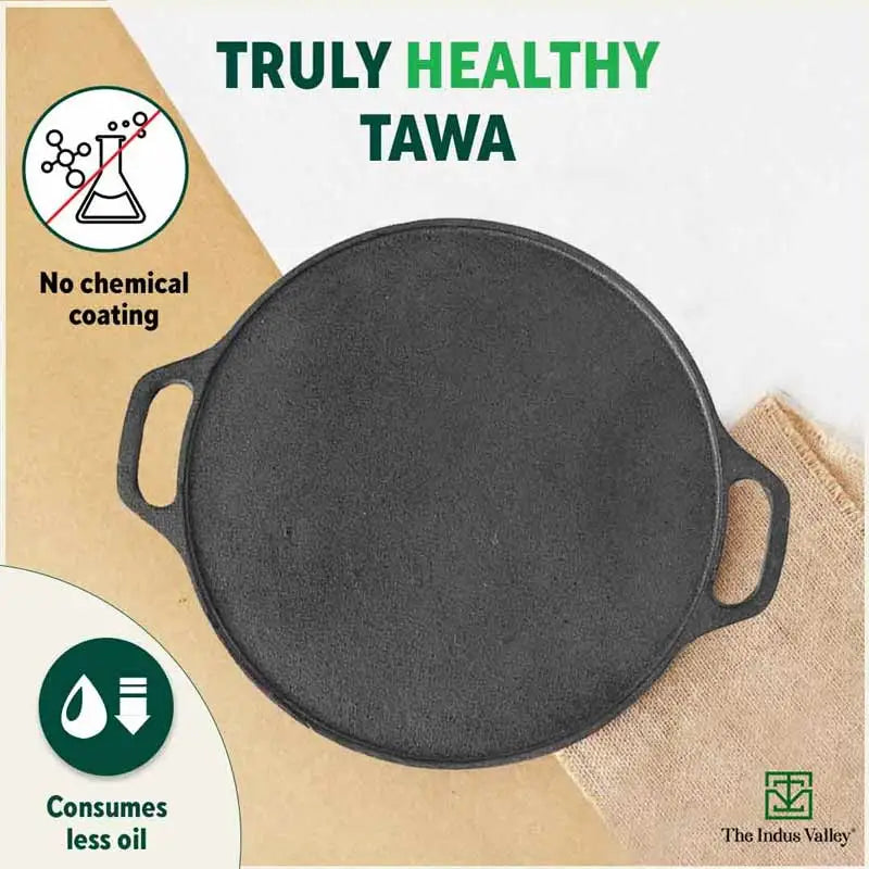 CASTrong Cast Iron Roti/Dosa Tawa,Pre-seasoned, Nonstick, 100% Pure, Toxin-free, Induction, 30.2cm, 2.4kg