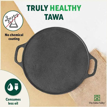 CASTrong Cast Iron Roti/Dosa Tawa,Pre-seasoned, Nonstick, 100% Pure, Toxin-free, Induction, 30.2cm, 2.4kg