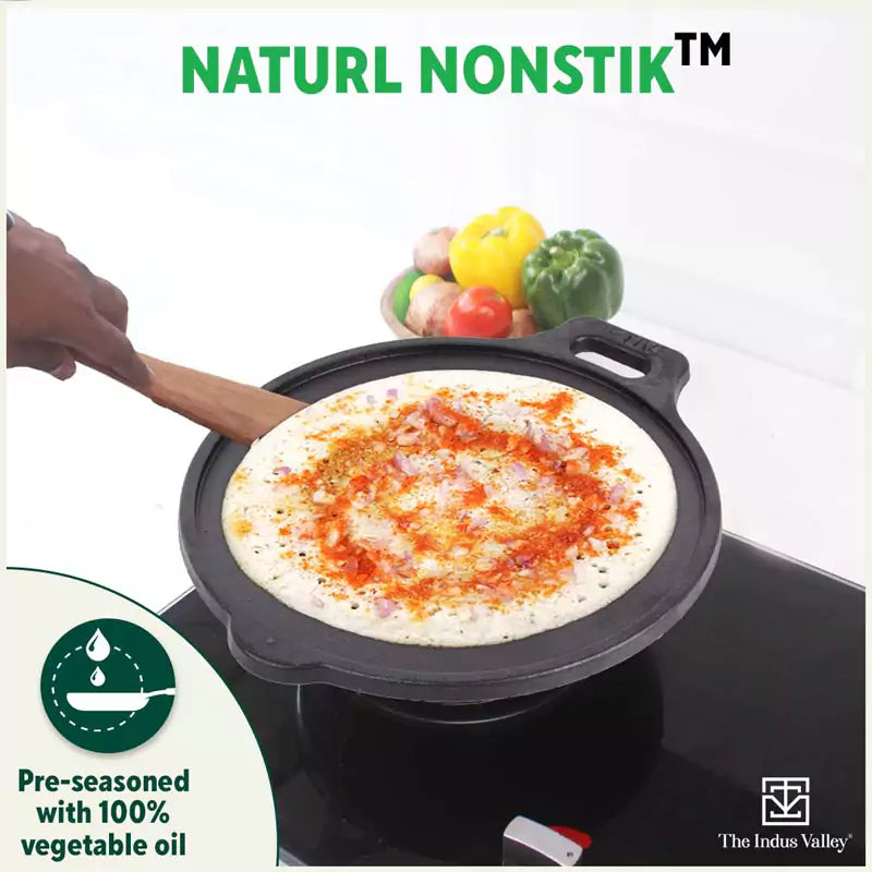 Super Smooth Cast Iron Tawa,Pre-seasoned, Nonstick, 100% Pure, Toxin-free, Induction, 28/30.5cm, 2.8/2.9kg