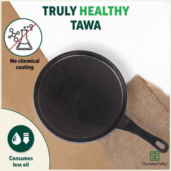 CASTrong Cast Iron Tawa,Pre-seasoned, Nonstick, 100% Pure, Toxin-free, Induction, 25.5cm, 2.2kg