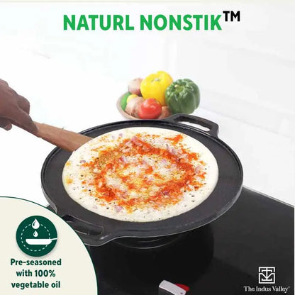 CASTrong Cast Iron Roti/Dosa Tawa,Pre-seasoned, Nonstick, 100% Pure, Toxin-free, Induction, 30.2cm, 2.4kg