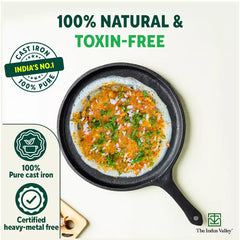 CASTrong Cast Iron Tawa with Handle, Pre-seasoned, 100% Pure, Toxin-free, Induction, 25cm,9.8inch