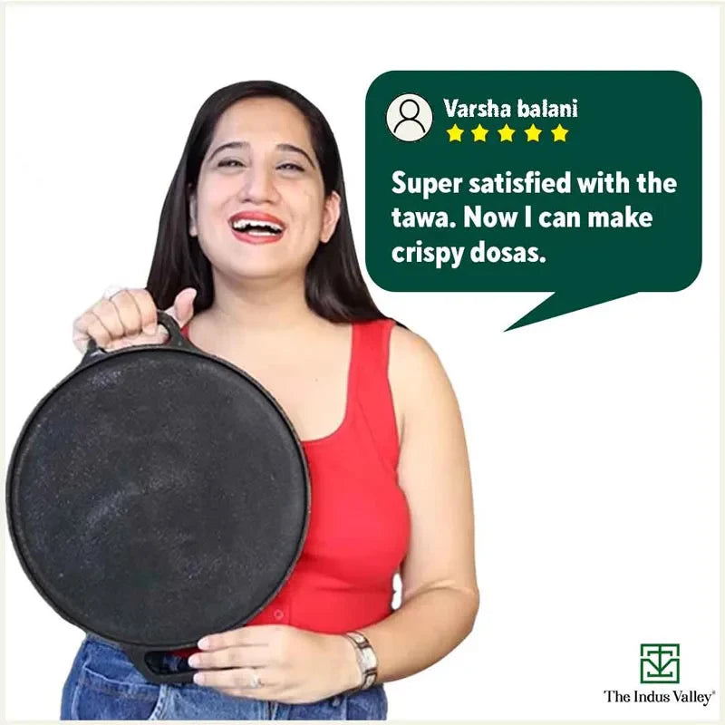 CASTrong Cast Iron Roti/Dosa Tawa,Pre-seasoned, Nonstick, 100% Pure, Toxin-free, Induction, 30.2cm, 2.4kg