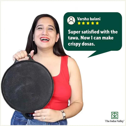 CASTrong Cast Iron Roti/Dosa Tawa,Pre-seasoned, Nonstick, 100% Pure, Toxin-free, Induction, 30.2cm, 2.4kg