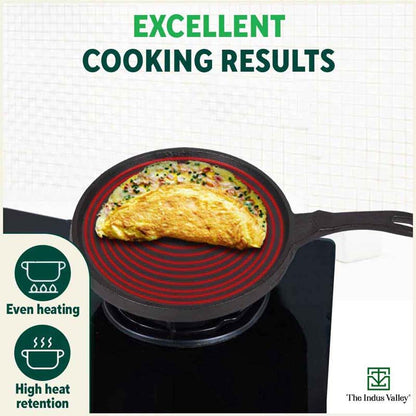 CASTrong Cast Iron Tawa,Pre-seasoned, Nonstick, 100% Pure, Toxin-free, Induction, 25.5cm, 2.2kg