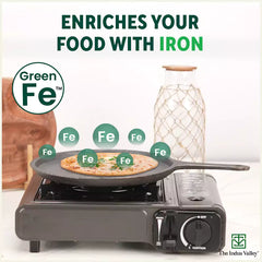 CASTrong Cast Iron Tawa with Handle, Pre-seasoned, 100% Pure, Toxin-free, Induction, 25cm,9.8inch