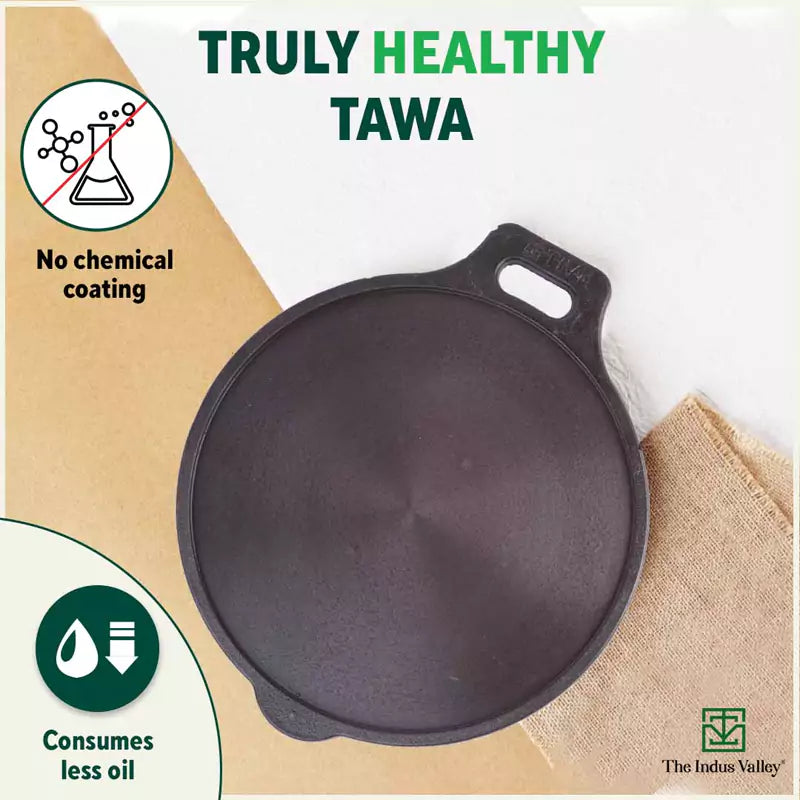 Super Smooth Cast Iron Tawa,Pre-seasoned, Nonstick, 100% Pure, Toxin-free, Induction, 28/30.5cm, 2.8/2.9kg