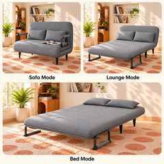 2 Seater Folding Sofa Come Bed, Convertible Sleeper Sofa for Living Room & Guest Room, Double Seat Sofa Bed, Space Saving Folding Sofa Recliner Bed