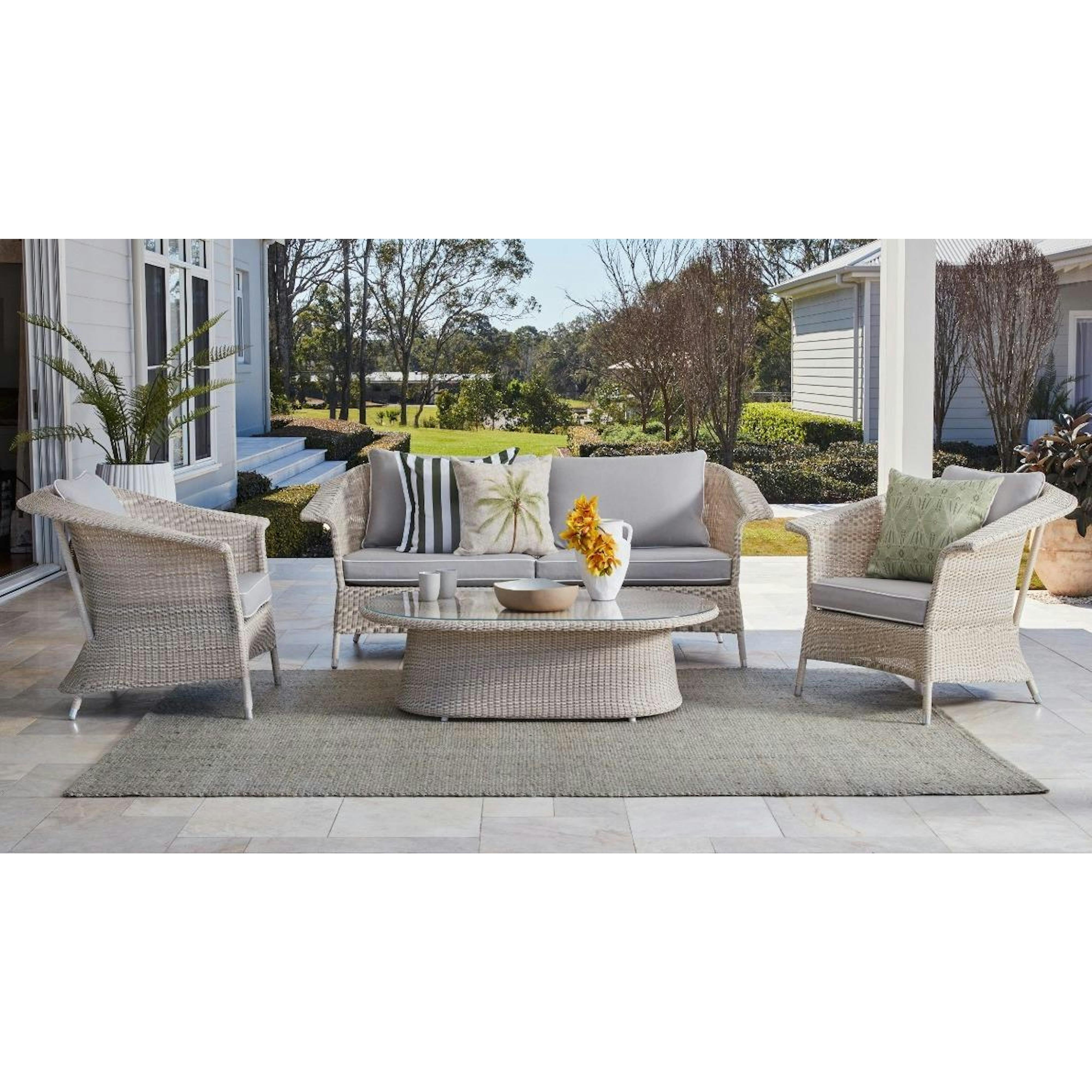 Sileo Outdoor Sofa Set 2 Seater , 2 Single seater and 1 Center Table Set (Beige)