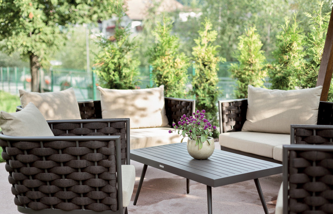 Amando Outdoor Sofa Set 3 Seater , 2 Single seater and 1 Center Table Braided & Rope