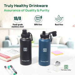 Premium Stainless Steel Vacuum Insulated Wide Mouth Water Bottle with Handle, Leak-proof, 1000ml