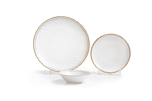 Ceramic Karina Dinner Set of 18 Pieces Gold Line 310, For Family of 4