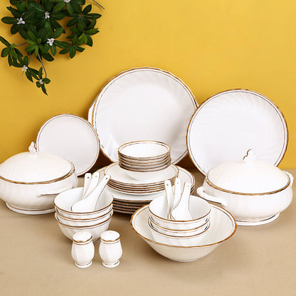 Ceramic Karina Dinner Set of 18 Pieces Gold Line 310, For Family of 4