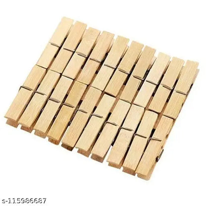 Multipurpose Wooden Clips Bamboo Cloth Pegs for Decoration | Clothes Pins Clips Laundry Clips Cloth Hanging Clips | Clip for Art and Craft ( Set of 20 Pcs)