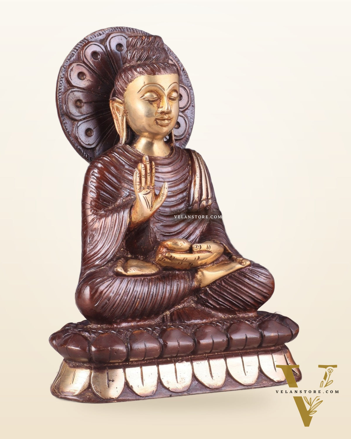 Dual Tone Brass Buddha Idol in blessing Mudra 8.5"
