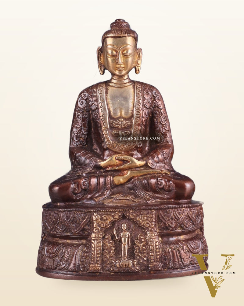 Dual tone Buddha in Deep Meditation Brass Statue | Intricate Craftsmanship 7"