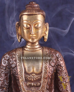 Dual tone Buddha in Deep Meditation Brass Statue | Intricate Craftsmanship 7"