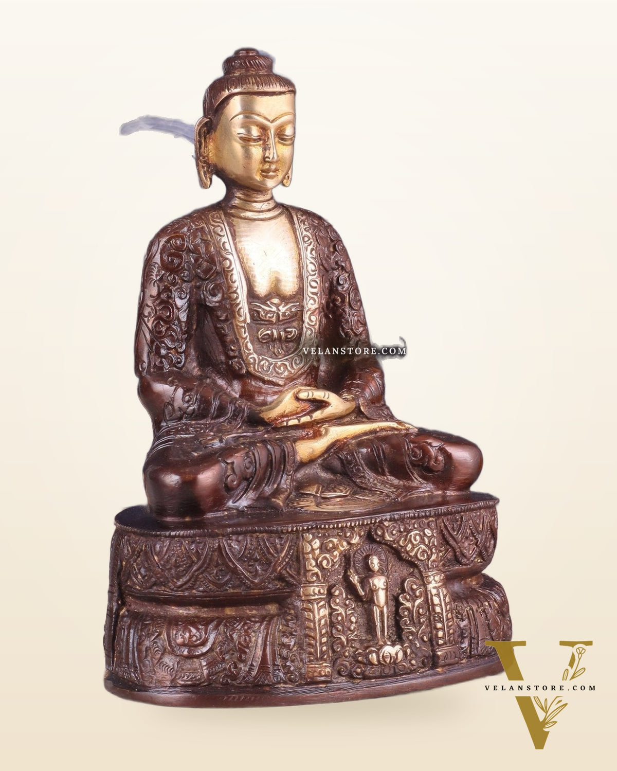 Dual tone Buddha in Deep Meditation Brass Statue | Intricate Craftsmanship 7"