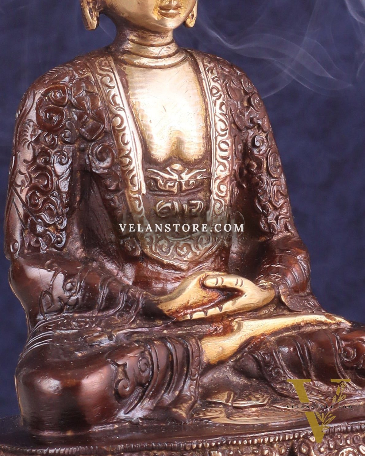 Dual tone Buddha in Deep Meditation Brass Statue | Intricate Craftsmanship 7"