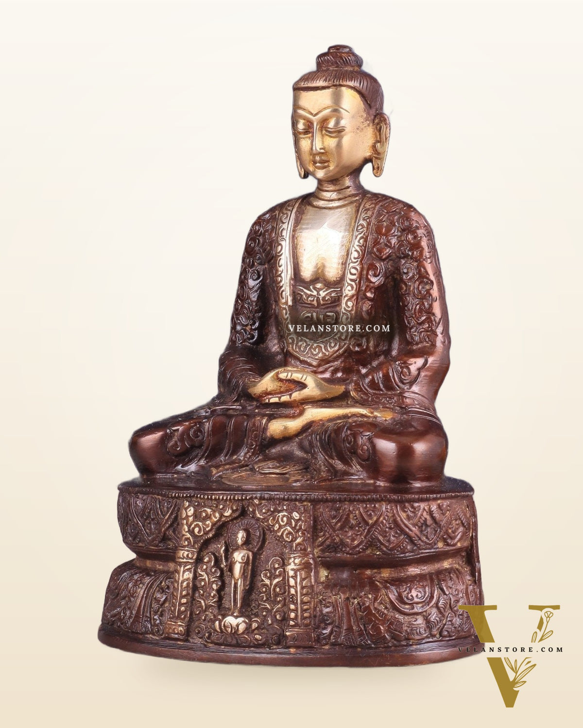 Dual tone Buddha in Deep Meditation Brass Statue | Intricate Craftsmanship 7"