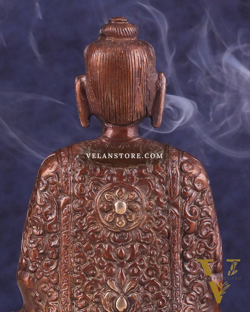 Dual tone Buddha in Deep Meditation Brass Statue | Intricate Craftsmanship 7"