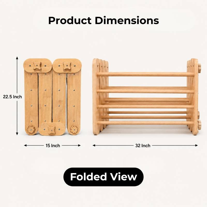 Natural Wood Multi-Shape Convertible Montessori Climbing Frame for Kids