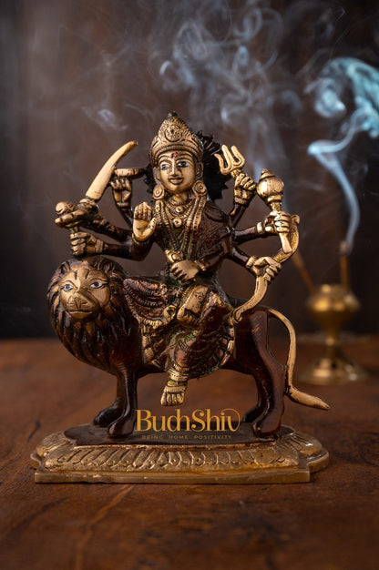 Durga Ma Goddess Brass Idol Statue Figurine Figure for Home Temple Workplace