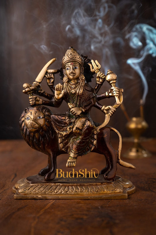 Durga Ma Goddess Brass Idol Statue Figurine Figure for Home Temple Workplace
