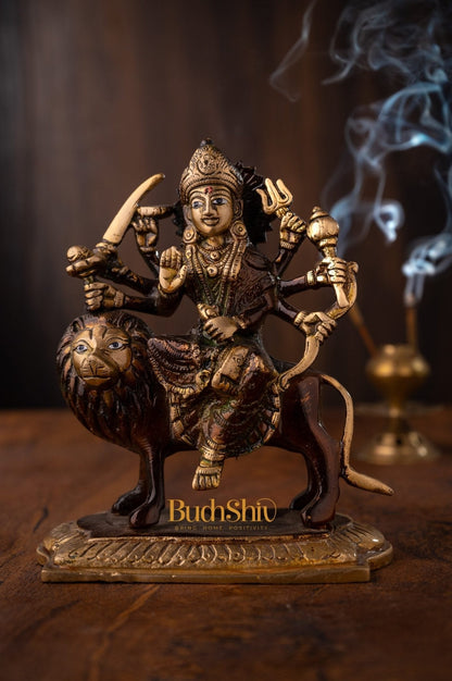 Durga Ma Goddess Brass Idol Statue Figurine Figure for Home Temple Workplace