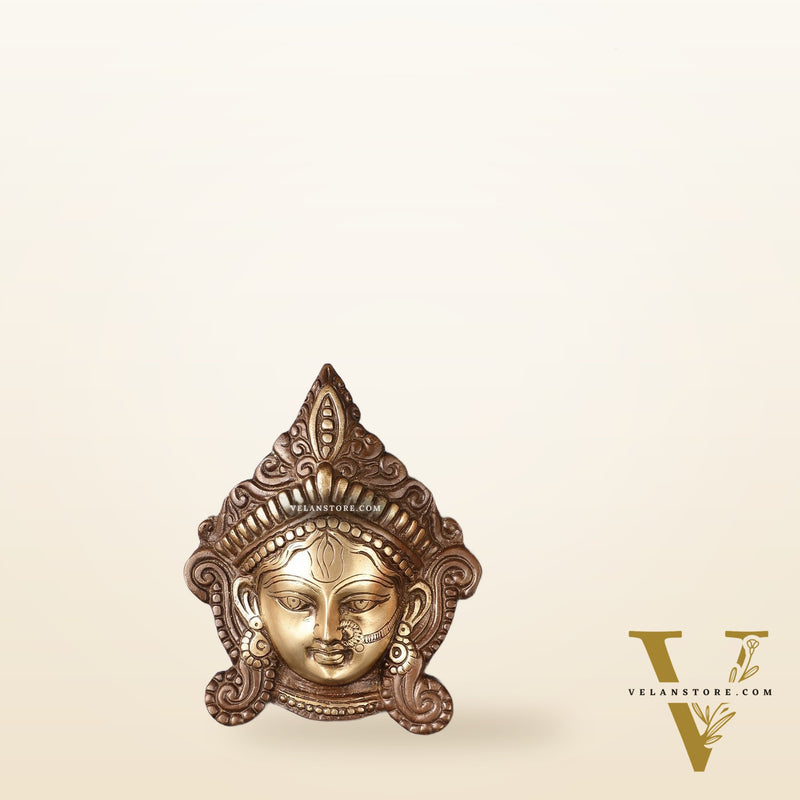 Durga Maa Face mask Wall hanging antique brown
