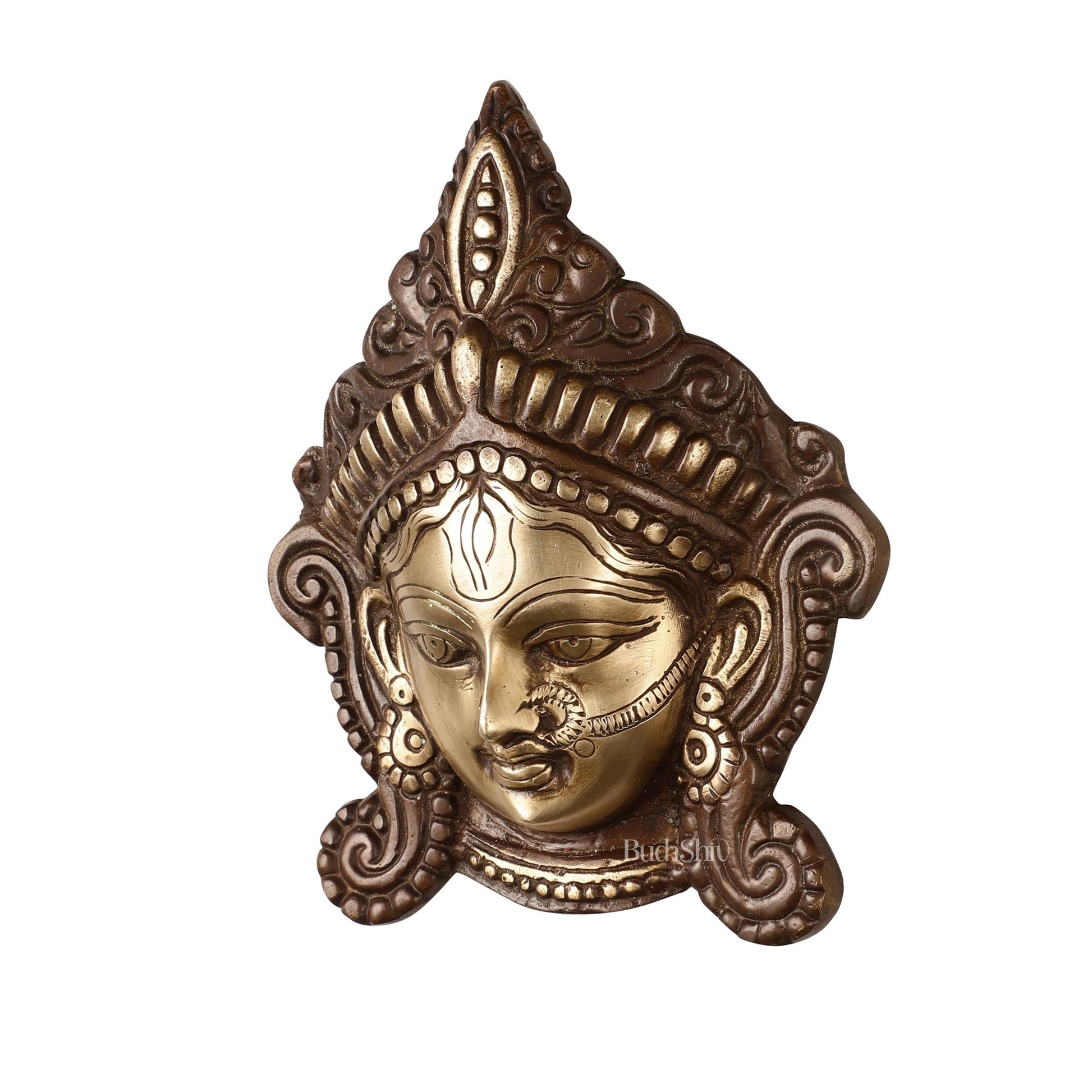 Durga Maa Face mask Wall hanging antique brown