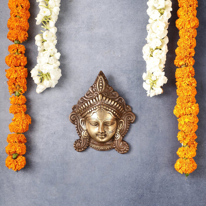 Durga Maa Face mask Wall hanging antique brown