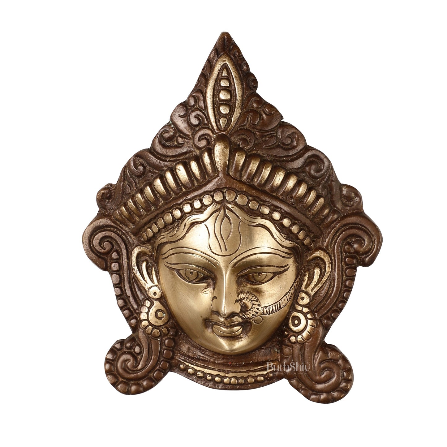 Durga Maa Face mask Wall hanging antique brown