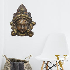 Durga Maa Face Wall Mount Chocolate Antique Finish