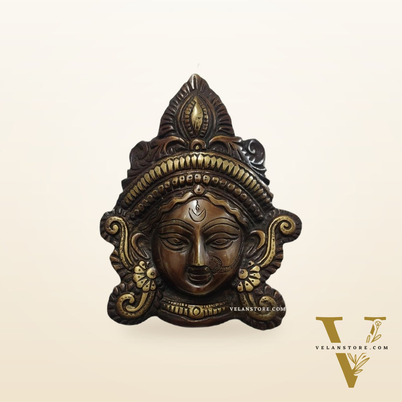 Durga Maa Face Wall Mount Chocolate Antique Finish