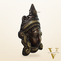 Durga Maa Face Wall Mount Chocolate Antique Finish