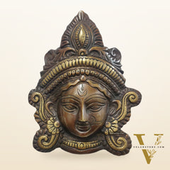 Durga Maa Face Wall Mount Chocolate Antique Finish