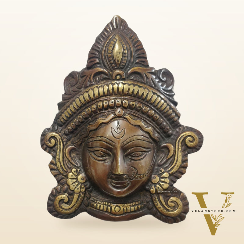 Durga Maa Face Wall Mount Chocolate Antique Finish