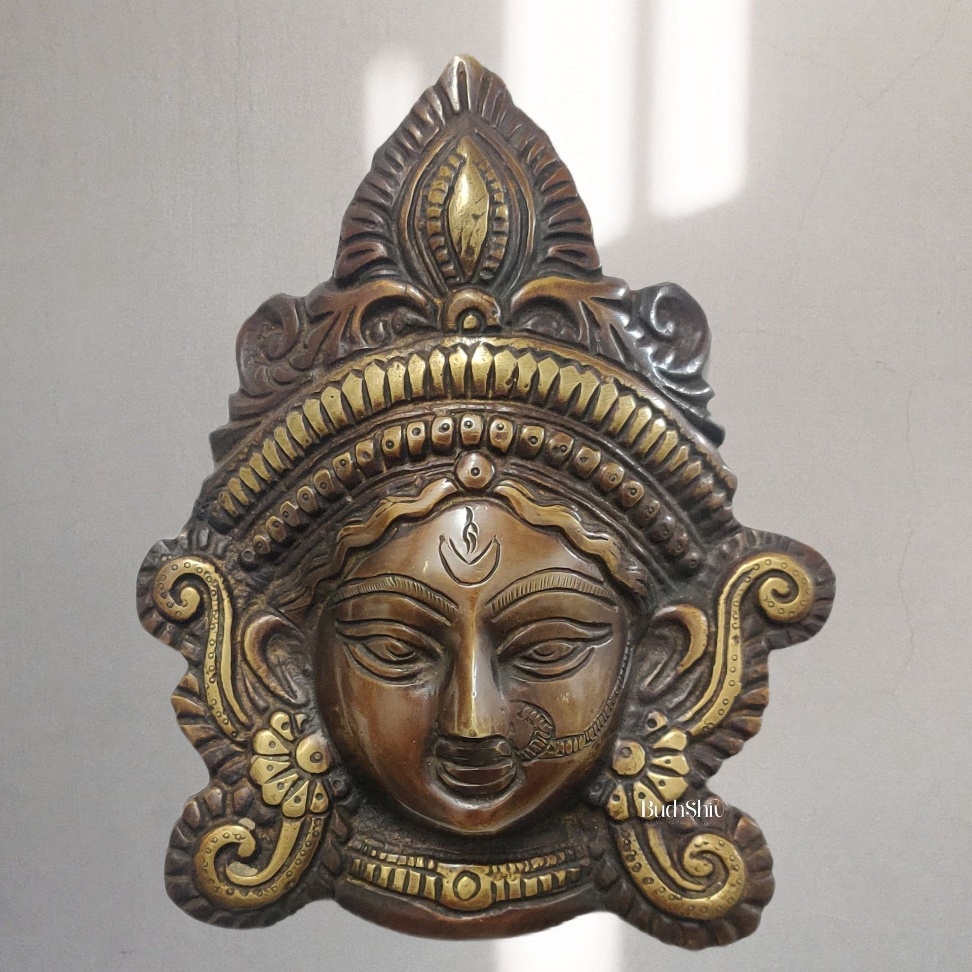 Durga Maa Face Wall Mount Chocolate Antique Finish