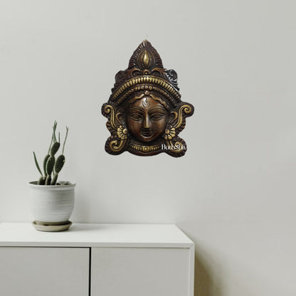 Durga Maa Face Wall Mount Chocolate Antique Finish