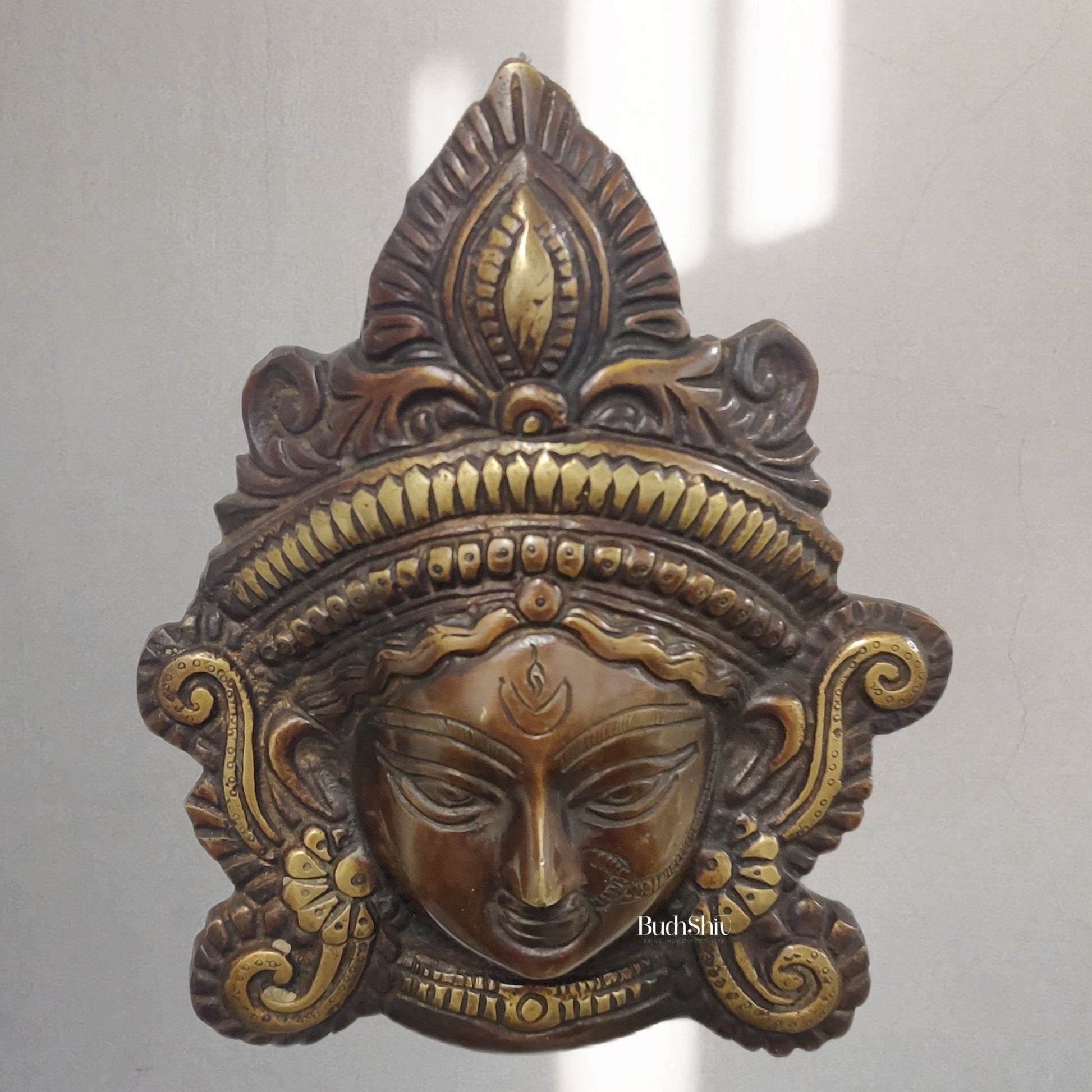 Durga Maa Face Wall Mount Chocolate Antique Finish