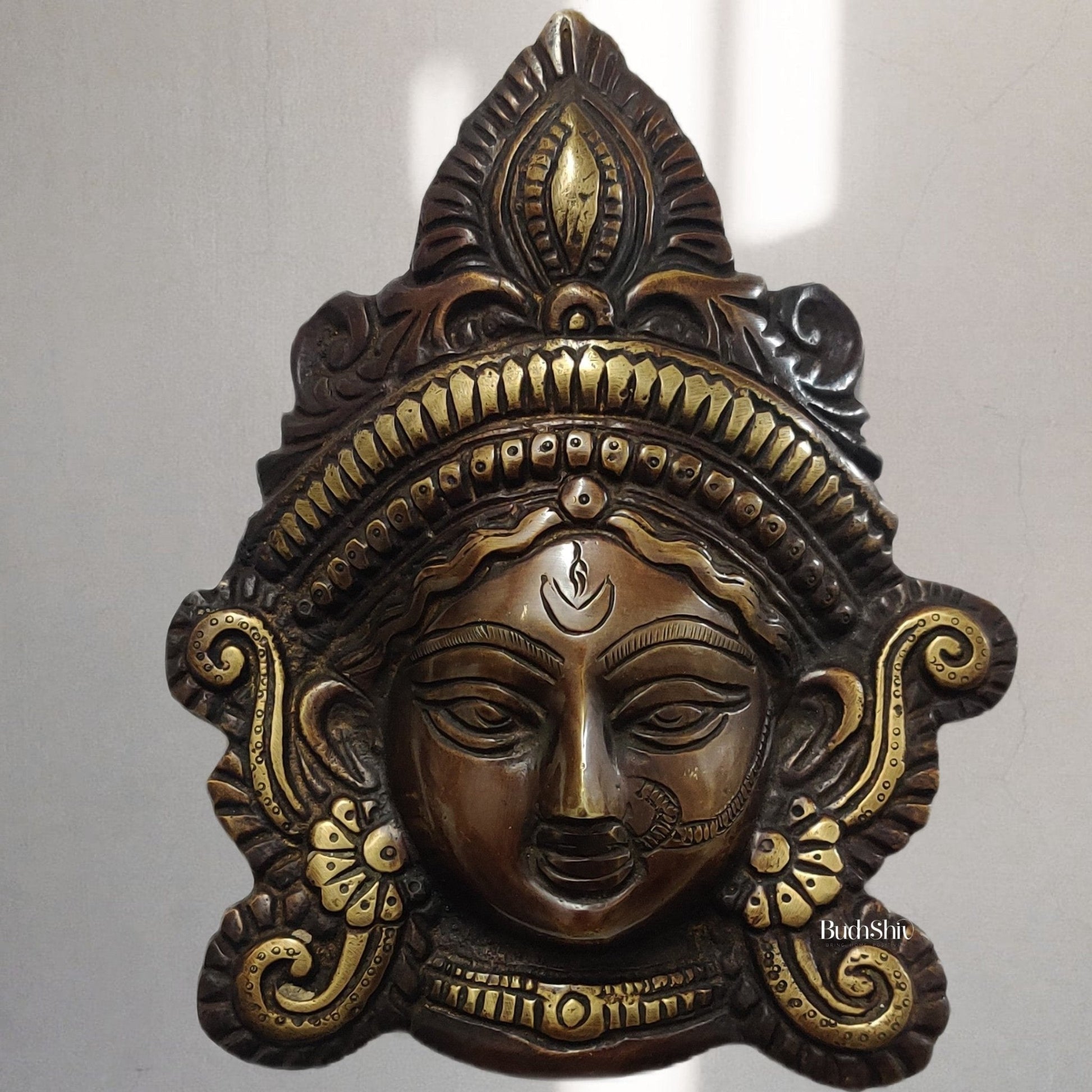 Durga Maa Face Wall Mount Chocolate Antique Finish
