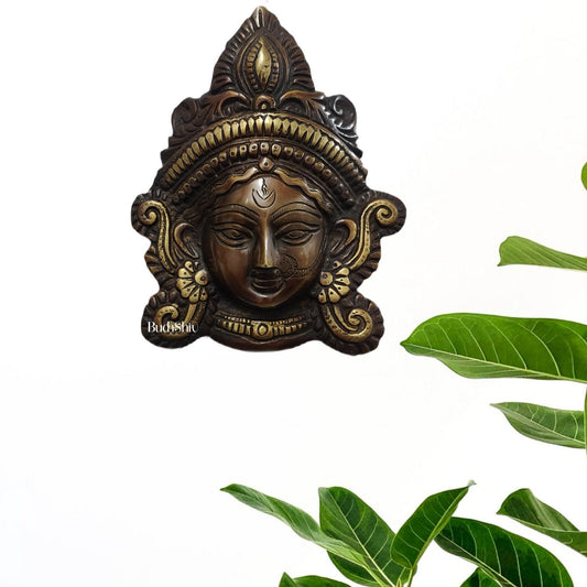 Durga Maa Face Wall Mount Chocolate Antique Finish